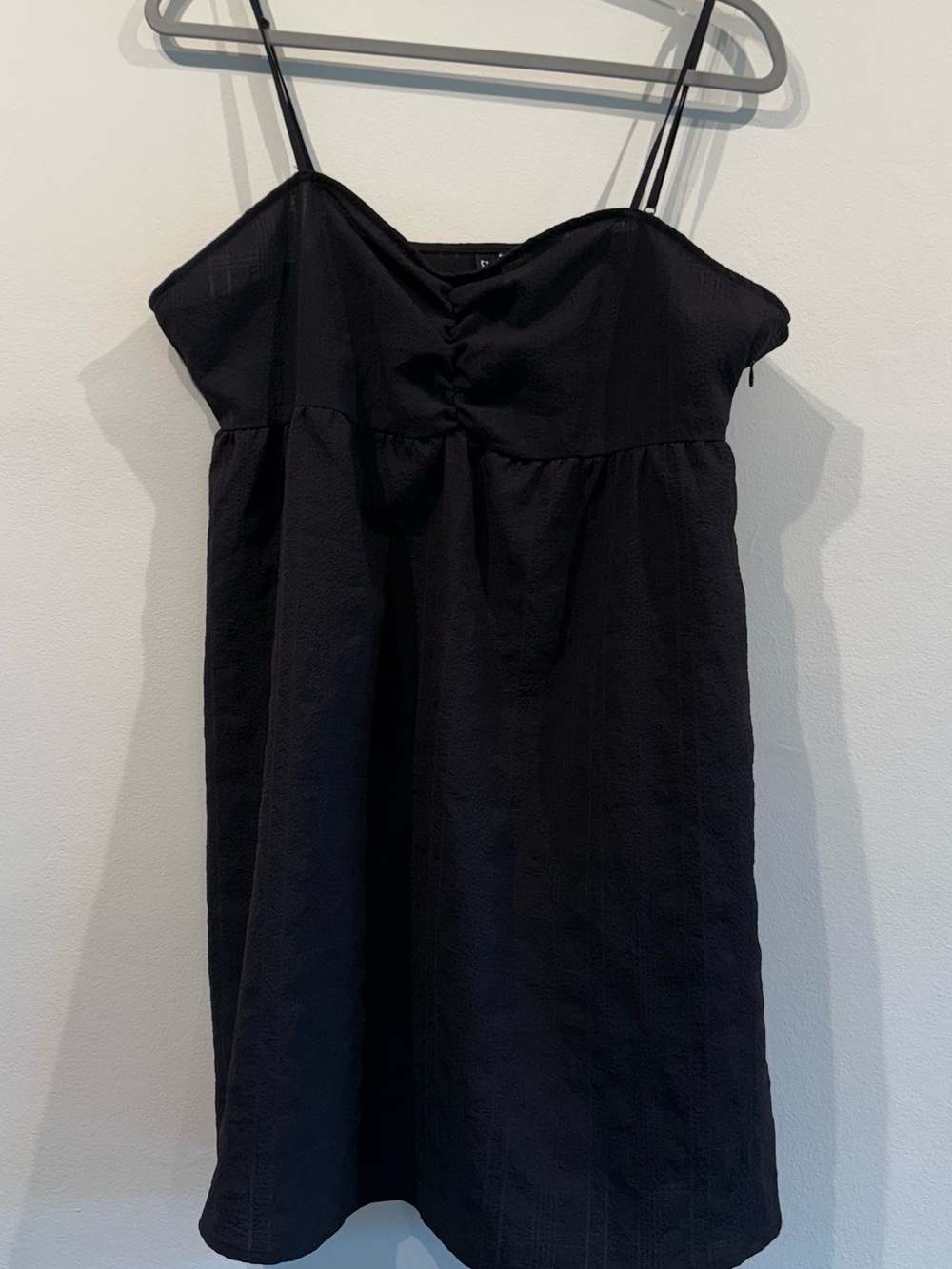 Divided Black Spaghetti-Strap Mini Dress